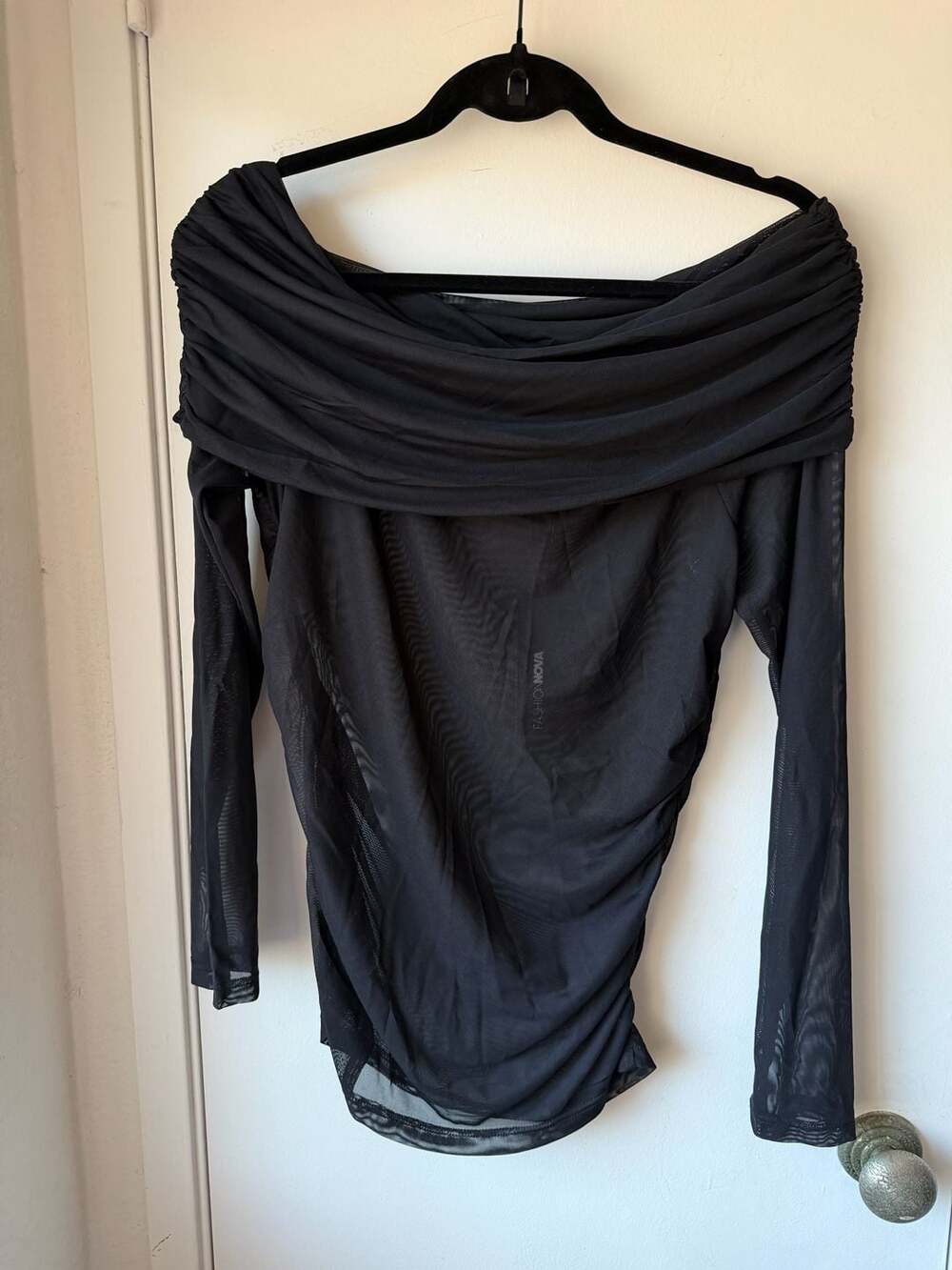 Fashion Nova Gina Off Shoulder Mesh Top Black XL New